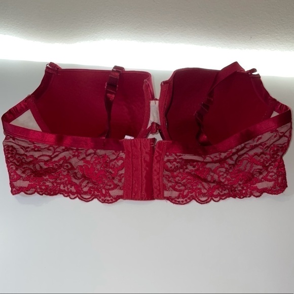 Cacique Plunge Bra Lace Red Lace Adjustable Straps - Picture 2 of 3